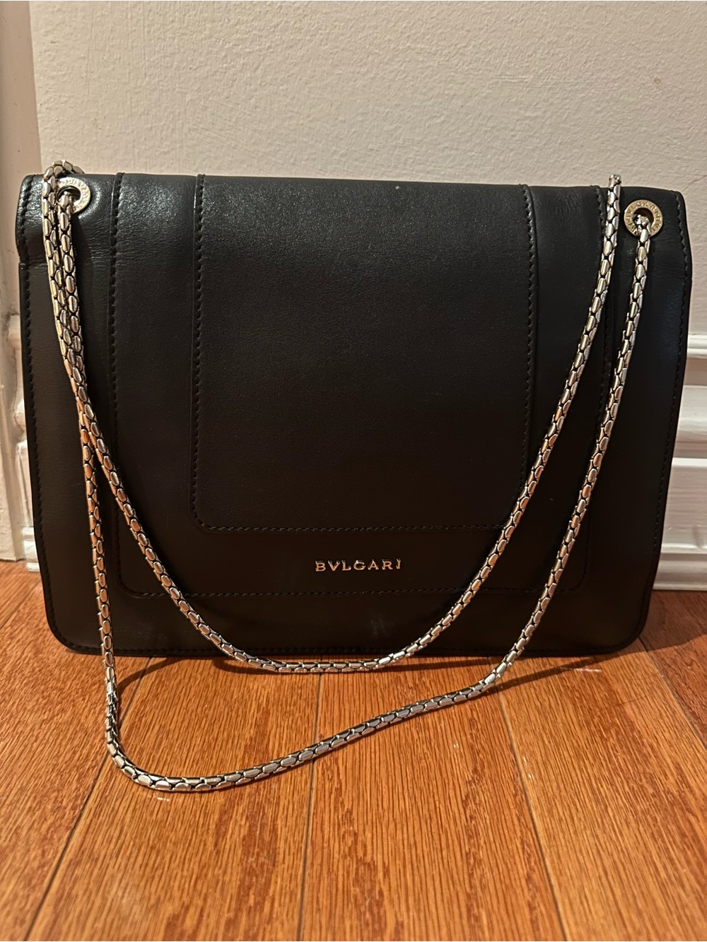 Bulgari Black Leather Shoulder Bag with Serpent Head Clasp - Picture 5 of 8